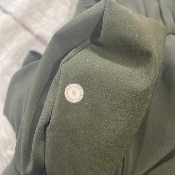 Lululemon Noir Pants Dark Olive Tie Waist Wide Leg High Rise - Picture 7 of 12